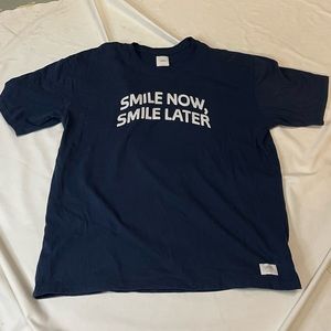 VANS Mens  T SHIRT Navy Blue Just Smile Smile Now Smile Later Shirt Embroidered